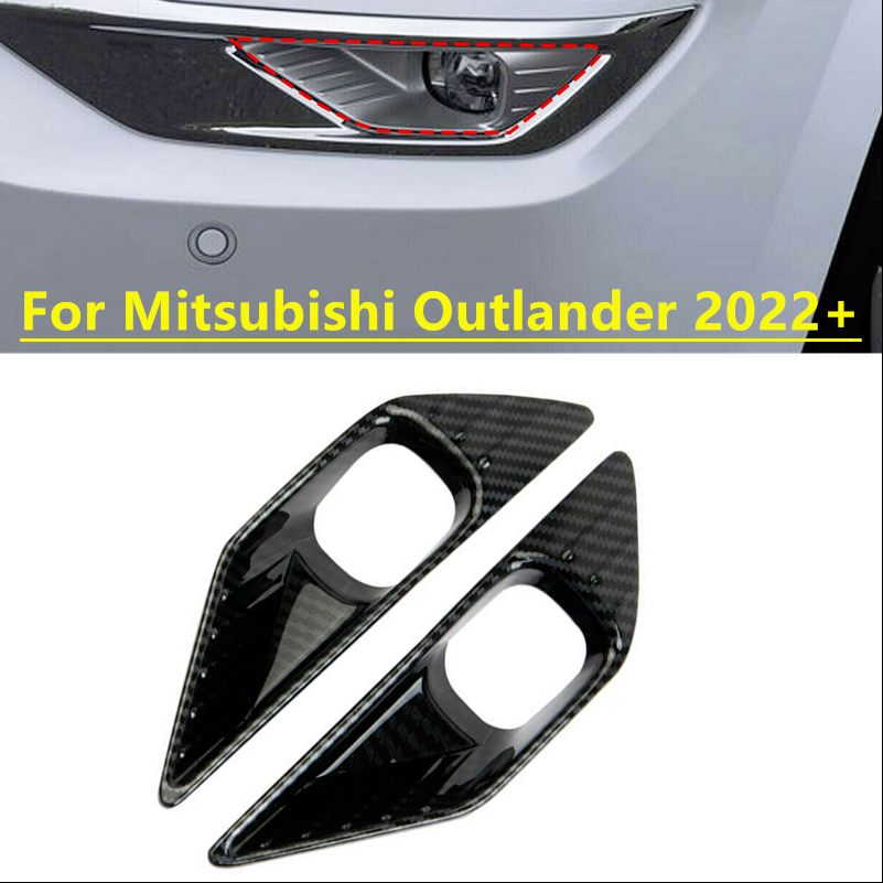 Carbon Style Front Fog Light Lamp Cover Trims For 2022-2023 for Mitsubishi Outlander