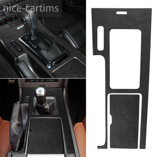 2¡ÁSuede Black Gray Console Gear Shift Box Panel Cover for Ford for Mustang 2009-2013