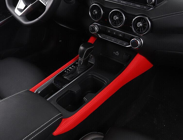 for Nissan Sentra Sylphy 2020-2022 Red Leather Console Gear Shift Both Side Trim