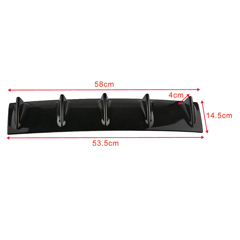 5-fin rear bumper lip diffuser shark fin translucent gloss 23 x 6