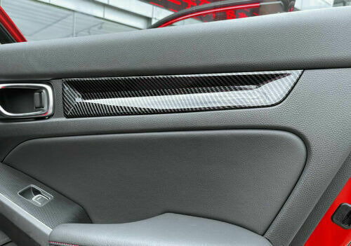 6X for Honda for Civic Sedan 2022-2023 Carbon Fiber ABS Inner Door Panel Strips Trim