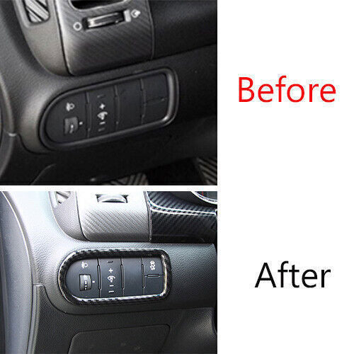 Inner Headlight Button Frame Cover Trim for Kia K3 2014-2018 Black Carbon Fiber