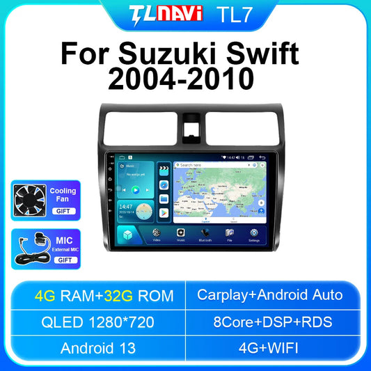 Car Radio for Suzuki for Swift 2004-2010 Stereo GPS CarPlay Multimedia Player Screen