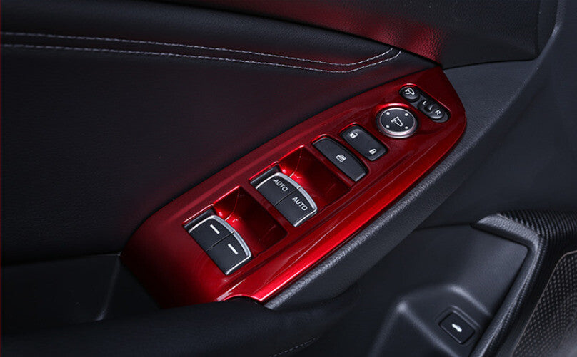 Glass Window Lifting Lock Panel Trim for Honda Accord 10th 2018-2022 Bright Red