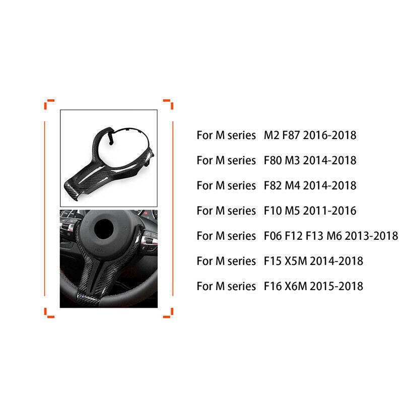 Suede Carbon Fiber Steering Wheel Trim Replace Fit for BMW M2 M3 M4 M5 M6 X5M