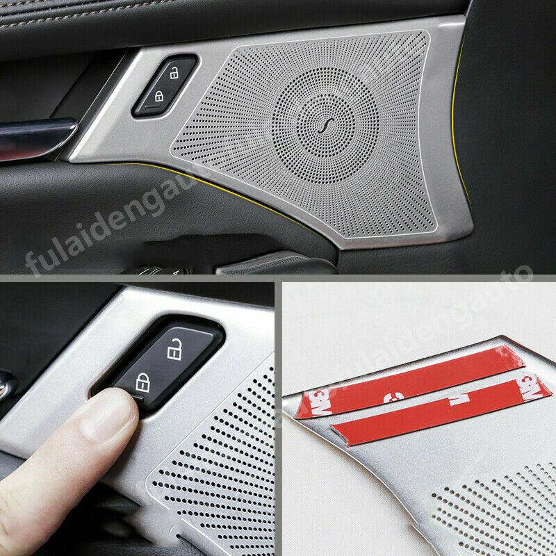 2Pcs for Mazda 3 Axela 2019-2021 Silver Steel Door Speaker Horn Frame Cover Trim