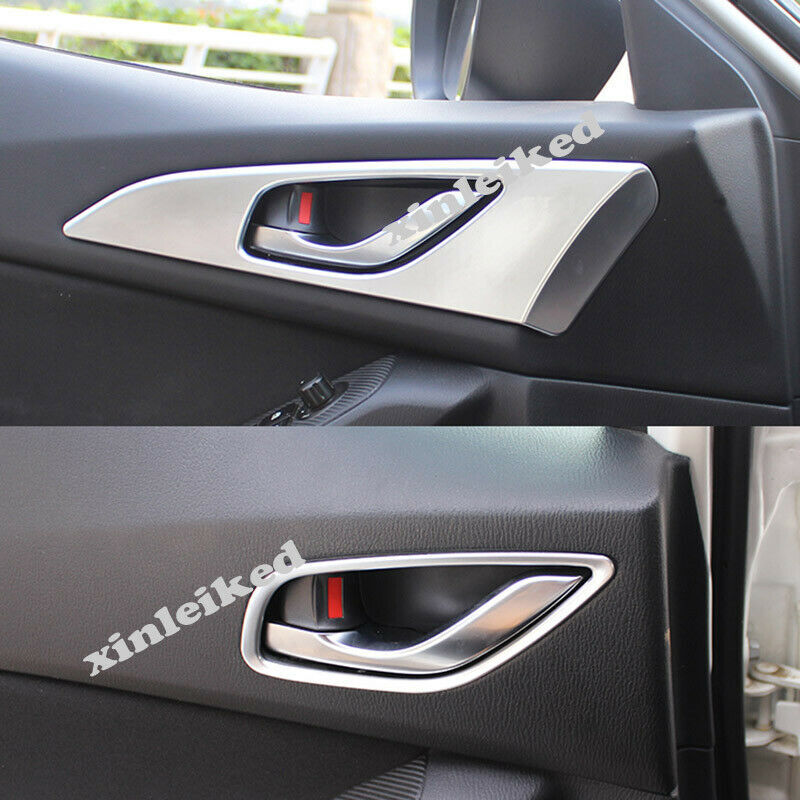 Matte Silver Inner Door Handle Bowl Frame Cover Trim for Mazda 3 Axela 2017-2018