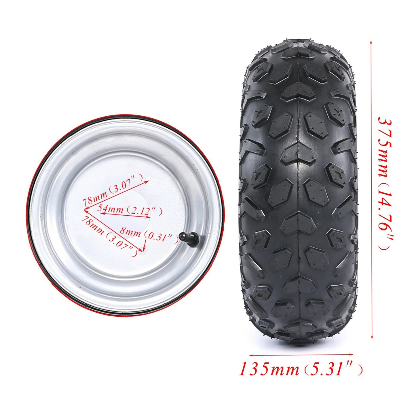 4pcs 145/70-6 Tyre Rim 6 Wheels Quad for Mini Bike ATV Buggy Ride on Mower Go Kart