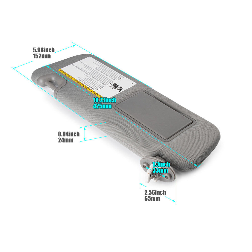Gray left driver's side sun visor 74320-0E074-B0, suitable for Toyota Highlander 14-19 16 17