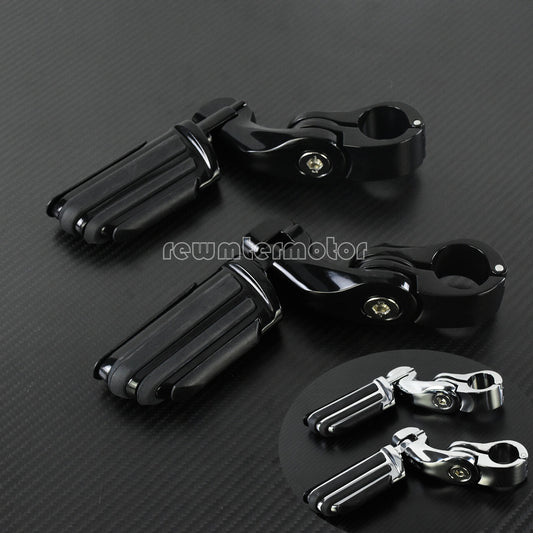 1-1/4 Highway Foot Pegs Footrest Engine Guard Clamp Mount Fit for Harley FLHT