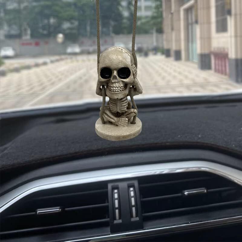 Halloween Sugar Gothic Skull Car Mirror Hanging Rearview Accessory Decoration B