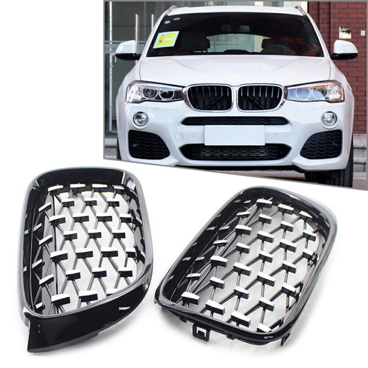 Fit for BMW X3 F25 /X4 F26 2014-2017 Diamond Meteor Latest Style Front Kidney Grille
