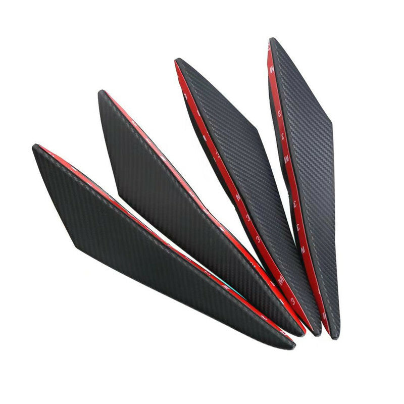 4x Car Bumper Carbon Fiber Style Fins Lip Kit Canards Splitters Anti-scratch Pad