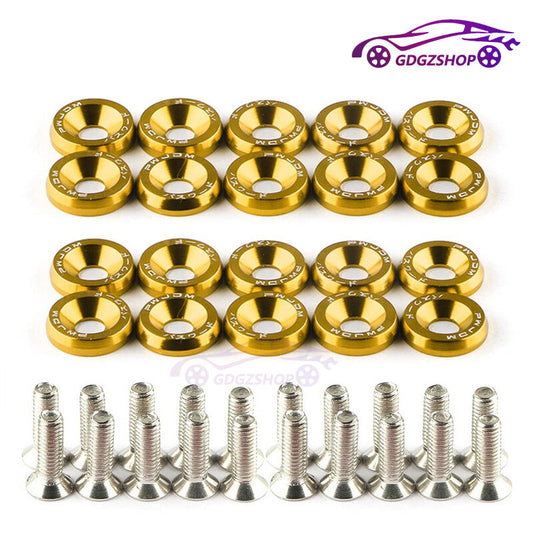 20pcs Gold Aluminum JDM Fender Bumper Washer M6 Bolt Engine Bay Dress Up Kit
