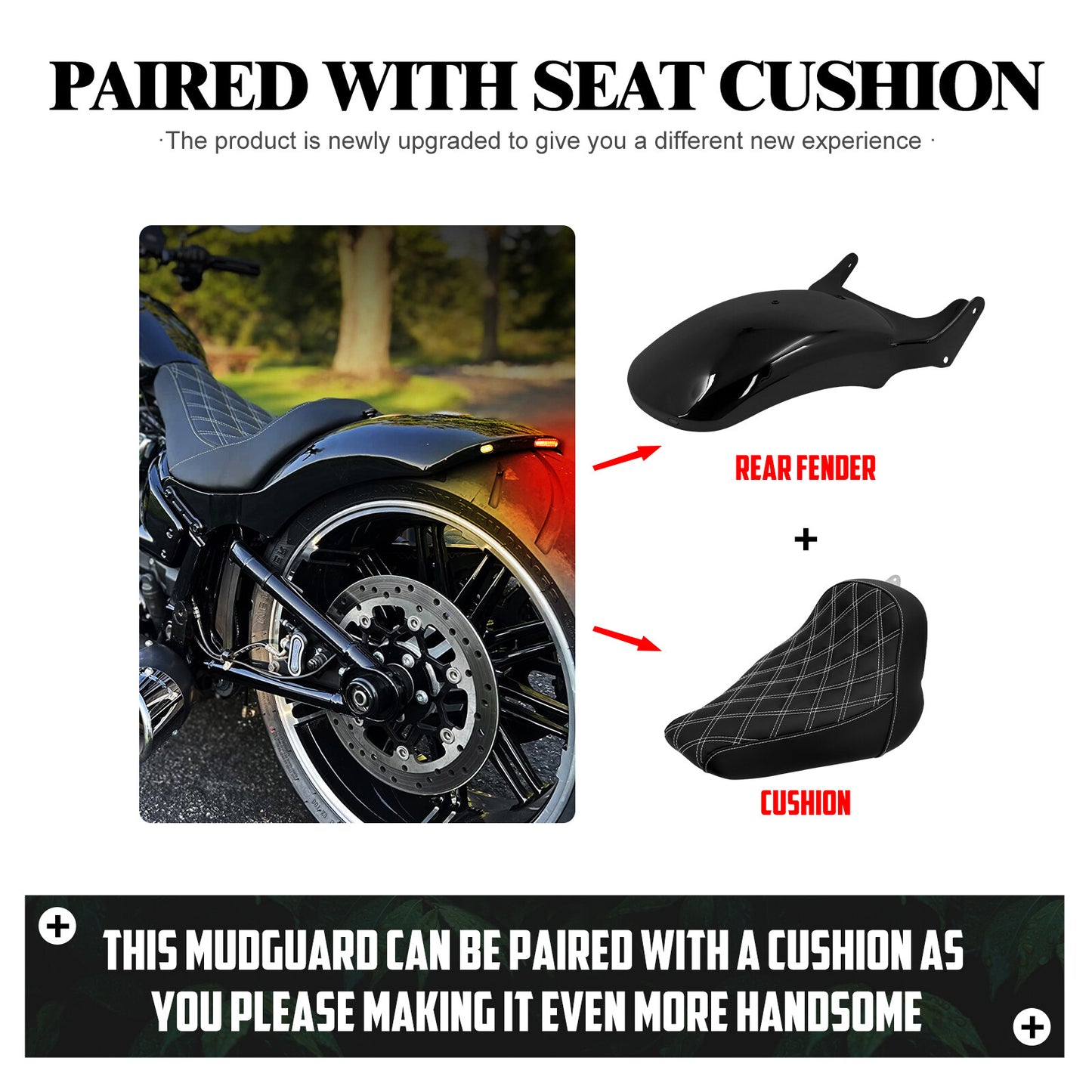 Rear Short Fender w/ Turn Signal LED Light for Harley Rocker C Breakout 08-2017