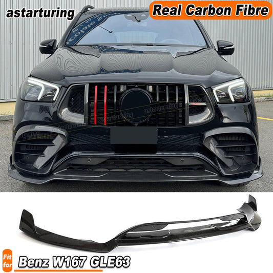 for Mercedes-Benz W167 GLE63 2021-23 REAL CARBON FIBER Front Bumper Lip Spoiler