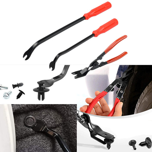 3Pcs Auto Fastener Pliers Retaining Door Panel Clip Trim Remover Pry Bar Tool