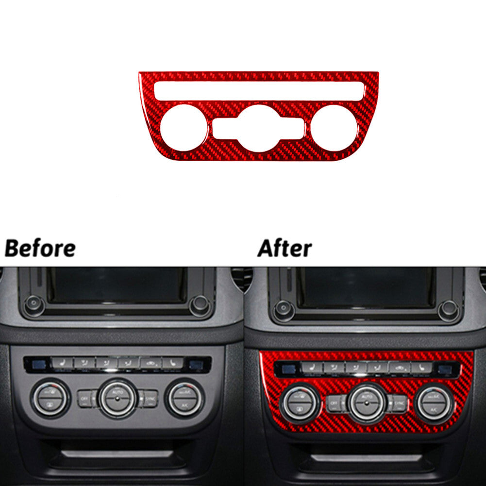 Red Carbon Fibre Air Conditioning A/C Trim Panel for Volkswagen for Tiguan 2013-2017