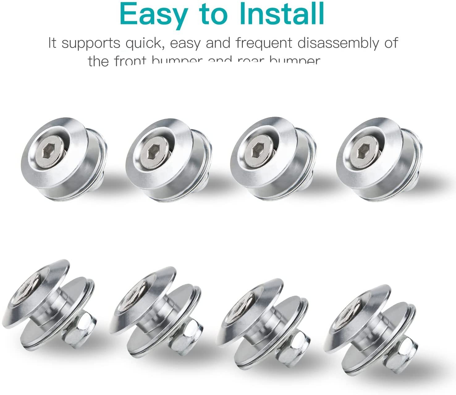 Universal quick-release front and rear bumper fasteners for car bumpers and trunks