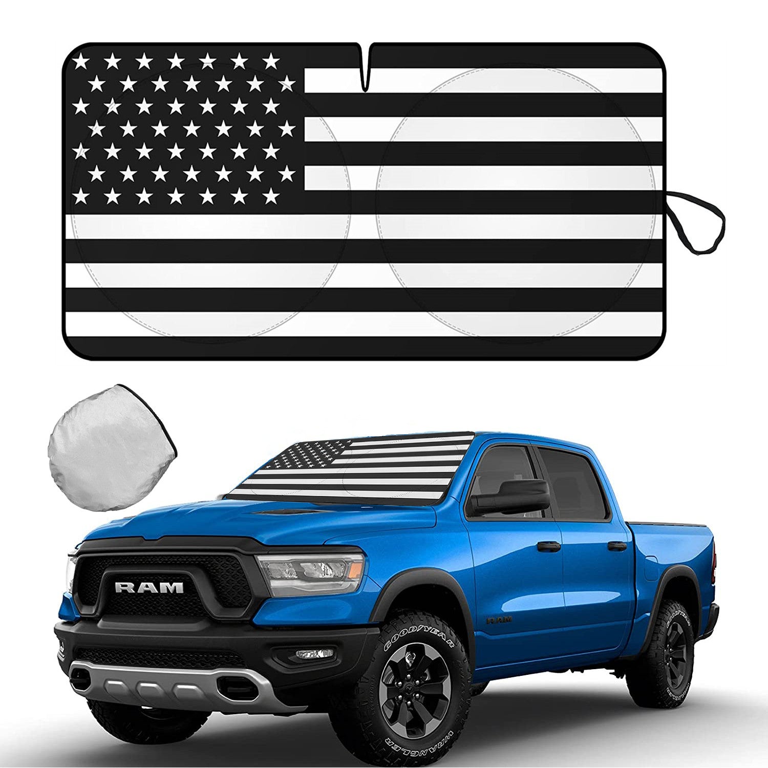 for Dodge Accessories US Flag Car Windshield Sun Shade UV Cover Visor Protector