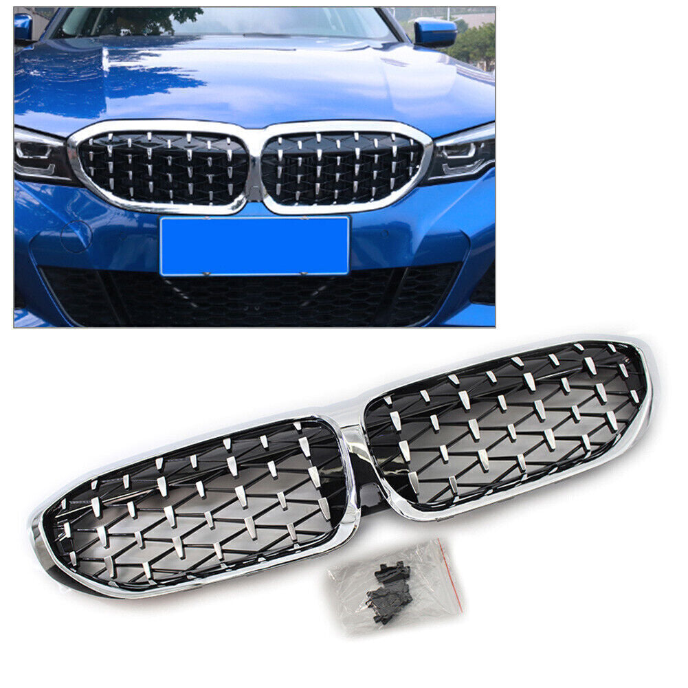 Fit for BMW New 3 Series G20 2019-22 Front Kidney Grille Diamond Style Grill Chrome