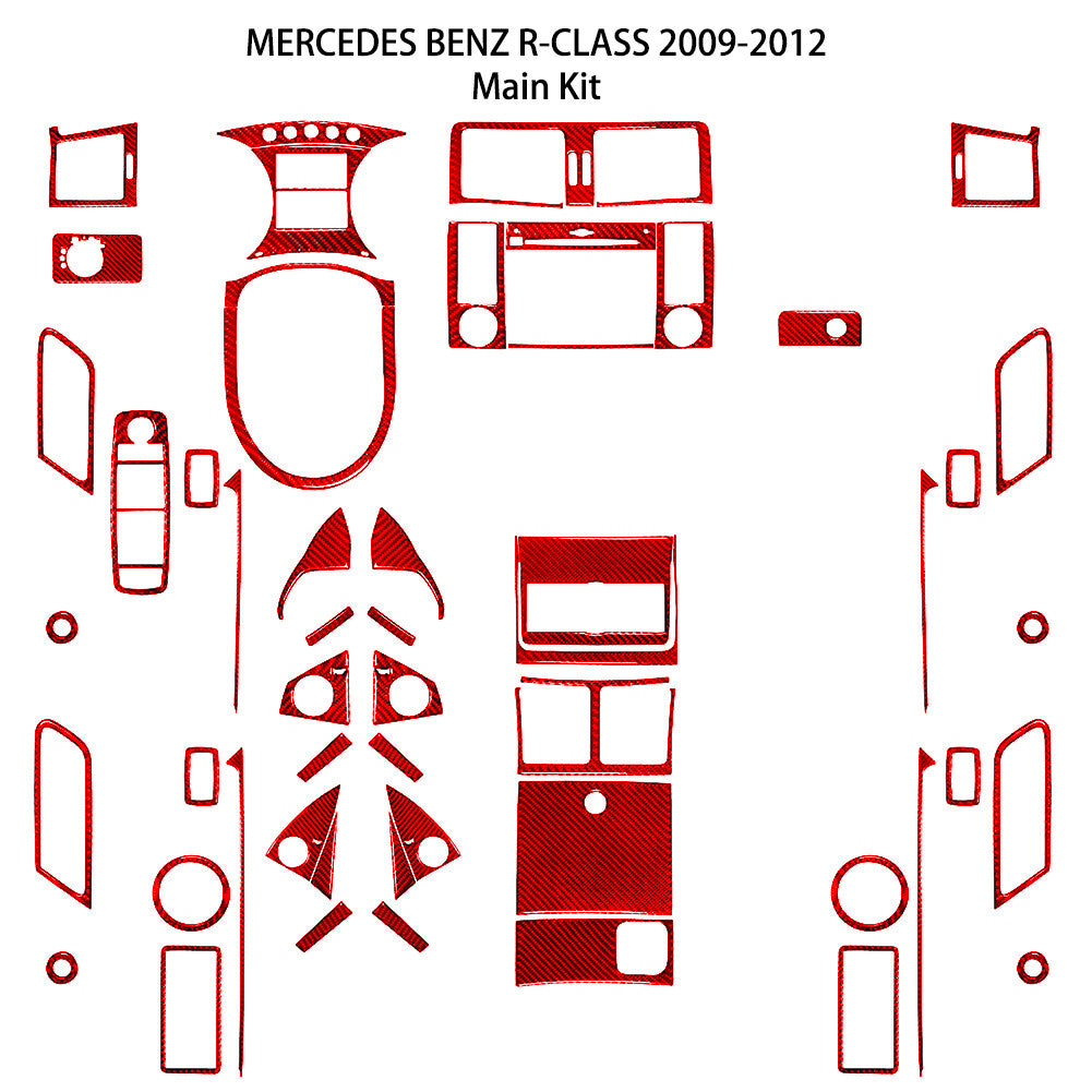 Red Carbon Fiber Full Interior Kit Cover Trim for Mercedes-Benz R-Class 2009-12