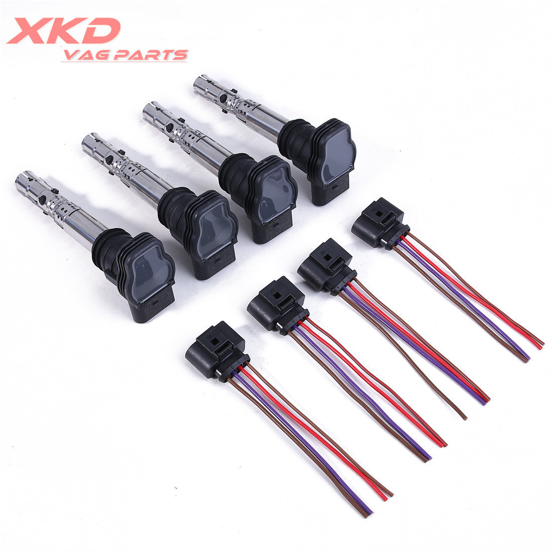 4X Ignition Coils Plugs Fit for VW for Golf for Bora for Passat for Audi for A4 1.8T AVJ 2.0L ALT