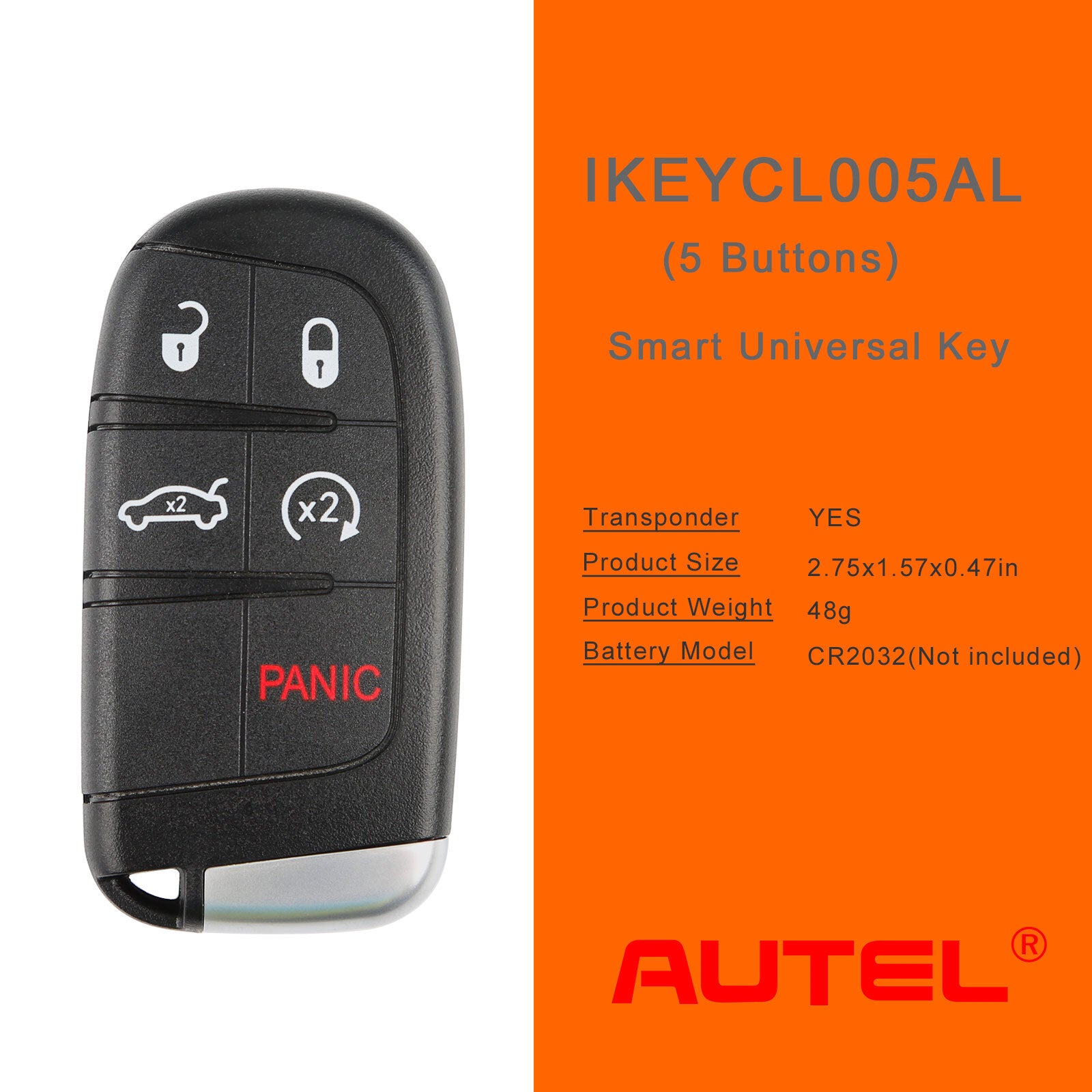 IKEYCL005AL Fit for Chrysler 5 Buttons Universal for Smart Key Independent