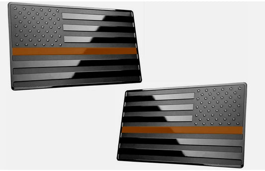 2. Car side fender rear trunk badge sticker, American flag, black and orange, suitable  for ford  .