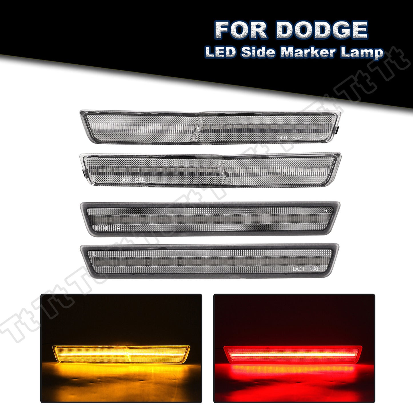 4x LED side marker lights for 18-22 for Dodge for Challenger Widebody SRT R/T