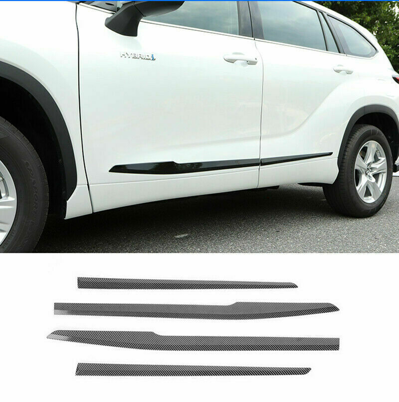 4Carbon Color Door Body Side Molding Cover Trim for Toyota Highlander 2020-2023