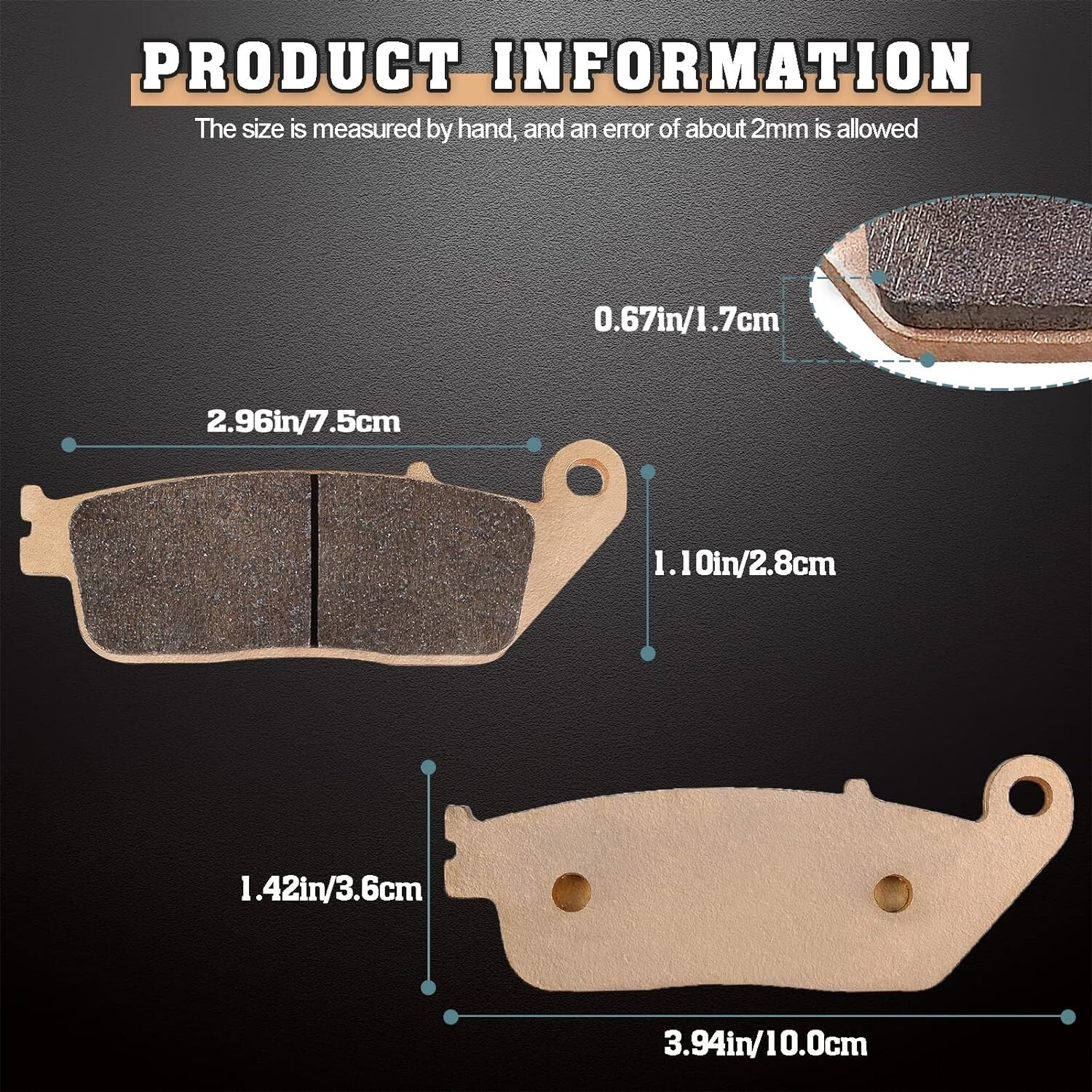 Front Brake Pads Replacement for Honda Shadow VT1100 VT750C VT600C CBR CB400