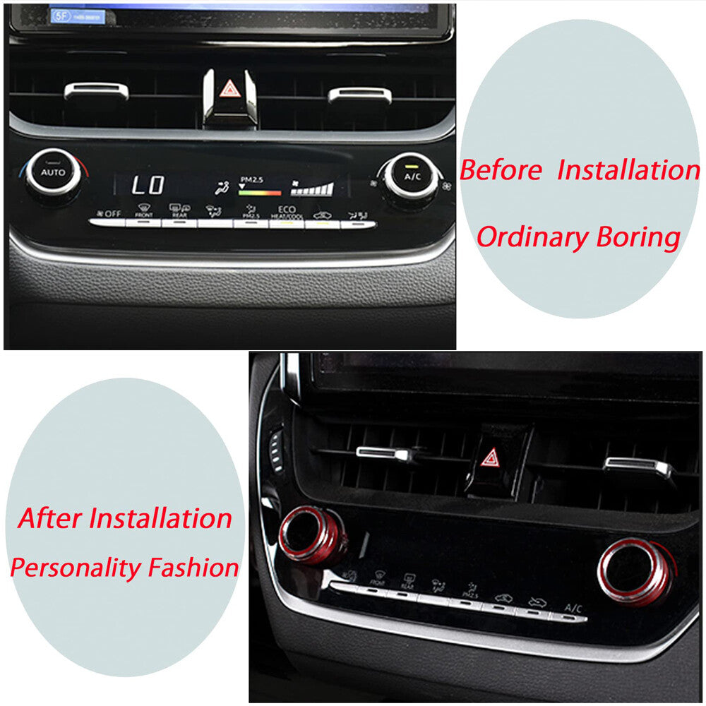 2Pcs Red AC Air Control Switch Knob Ring Cover Trim for Toyota for Corolla 2019-22
