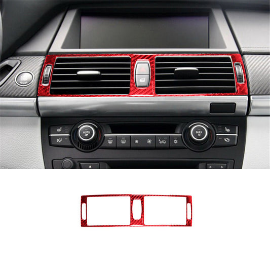 Red carbon fiber central ventilation cover for BMW X5 E70 X6 E71 2011-2013