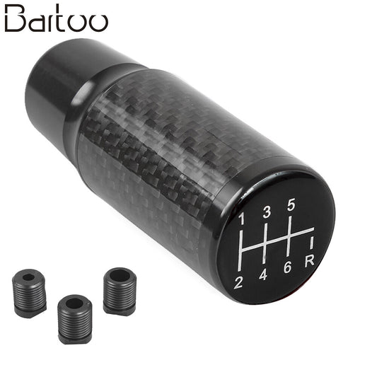 Universal Black Carbon Fiber Auto Manual Gear Stick Lever Car Shift Knob 6 Speed