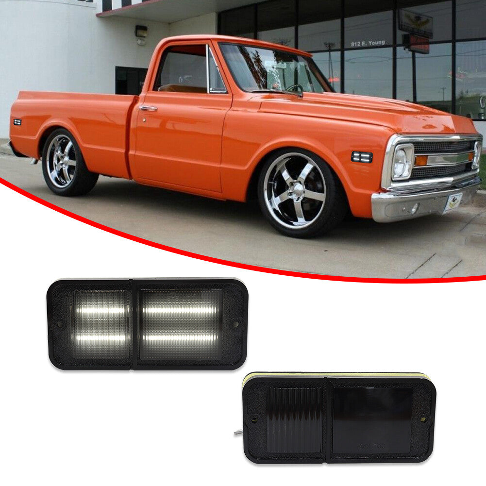 [Plug and Play] Smoke White LED Side Marker Lights for 68-72 for Chevrolet for GMC C/K Trucks