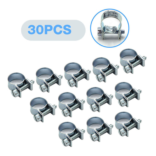 30 Pcs 1/4 5/16 3/8 Fuel Injection Gas Line Hose Clamps Clip Pipe Clamp NEW