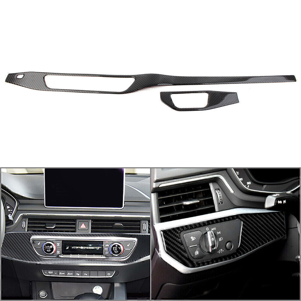 Carbon Fiber Interior Upper Air Vent Outlet Cover Trim Fit for Audi for A4 B9 2017-2020