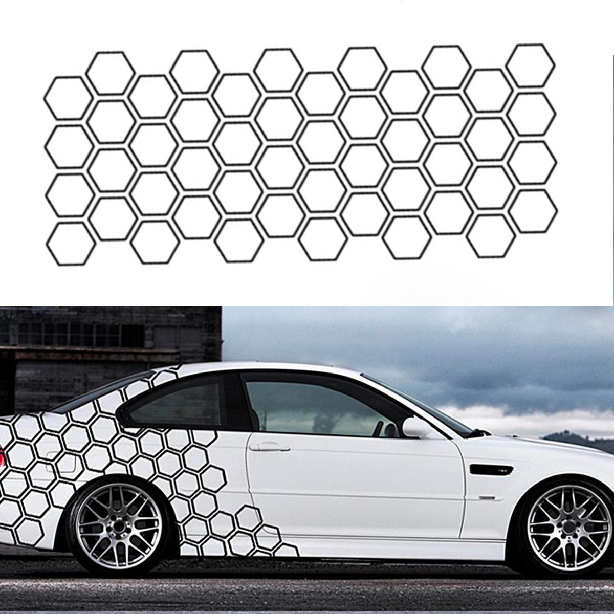 Car Sticker Hexagon Honeycomb Waist Line Body Decal Decor Auto Vinyl Accessories