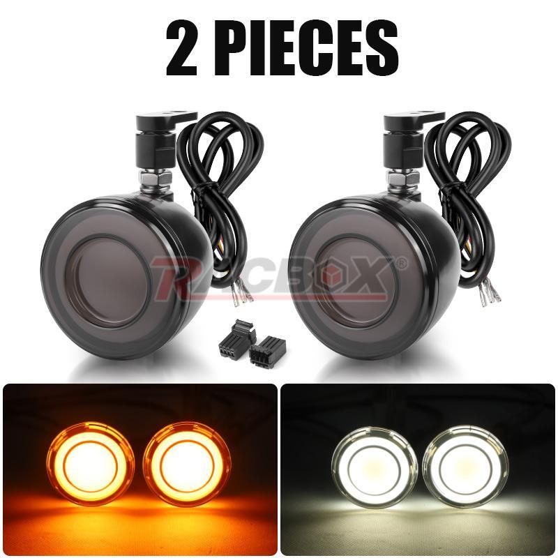 Front LED Turn Signals Amber White Light For Touring Street Glide Softail Dyna