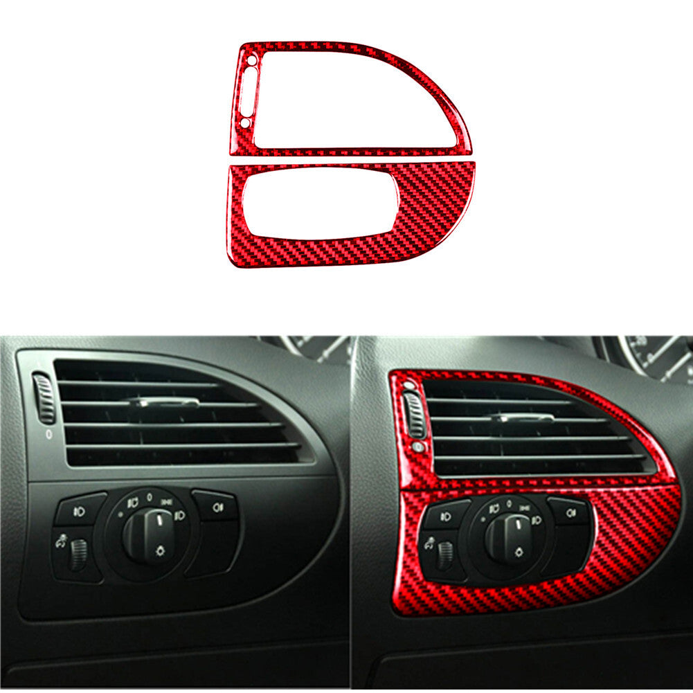 Red Carbon Fiber Headlight Switch Air Vent Cover Trim for BMW 6Series M6 2004-10