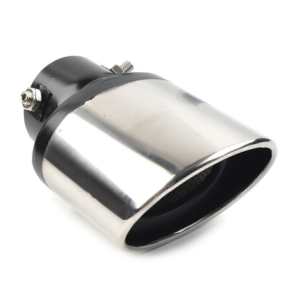 Silver Car Stainless Steel Rear Exhaust Pipe Tail Muffler Tip Round Accessories