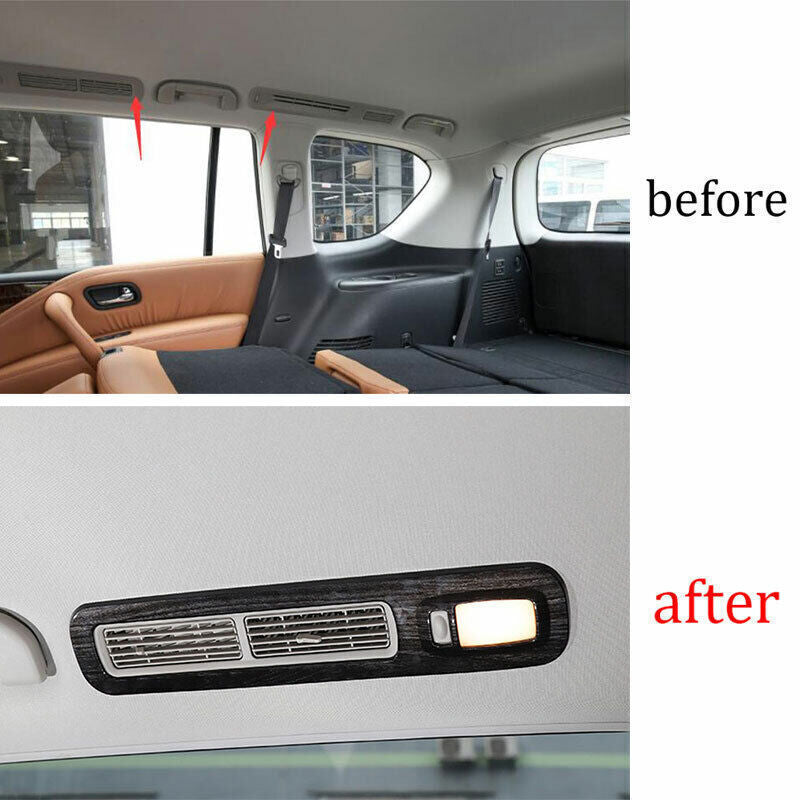 Rear Air Outlet Vent Frame Trim Fit for Nissan Armada Y62 17-20 Black Wood Grain