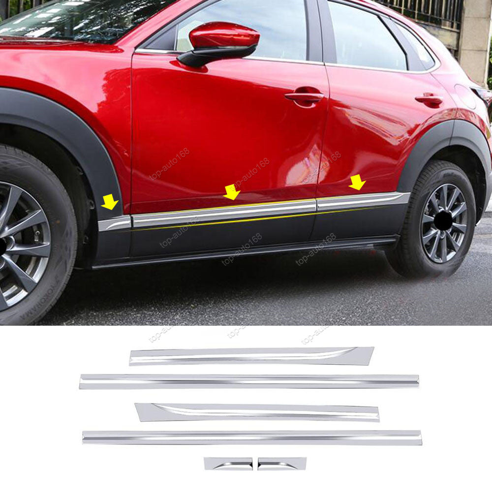 6x for Mazda CX-30 2020-22 Steel Chrome Side Body Door Molding Strip Cover Trim