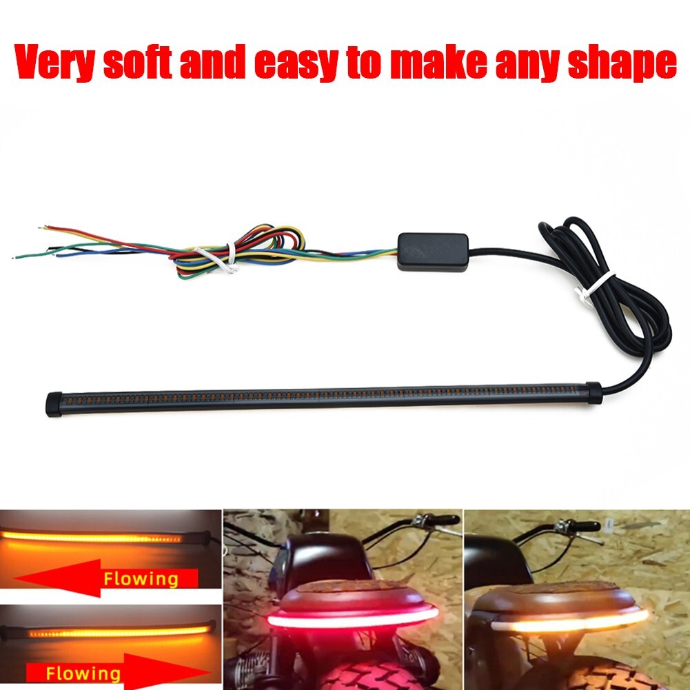 Motorcycle Sequential Switchback Flowing LED Tail Brake Turn Signal Strip Lights
