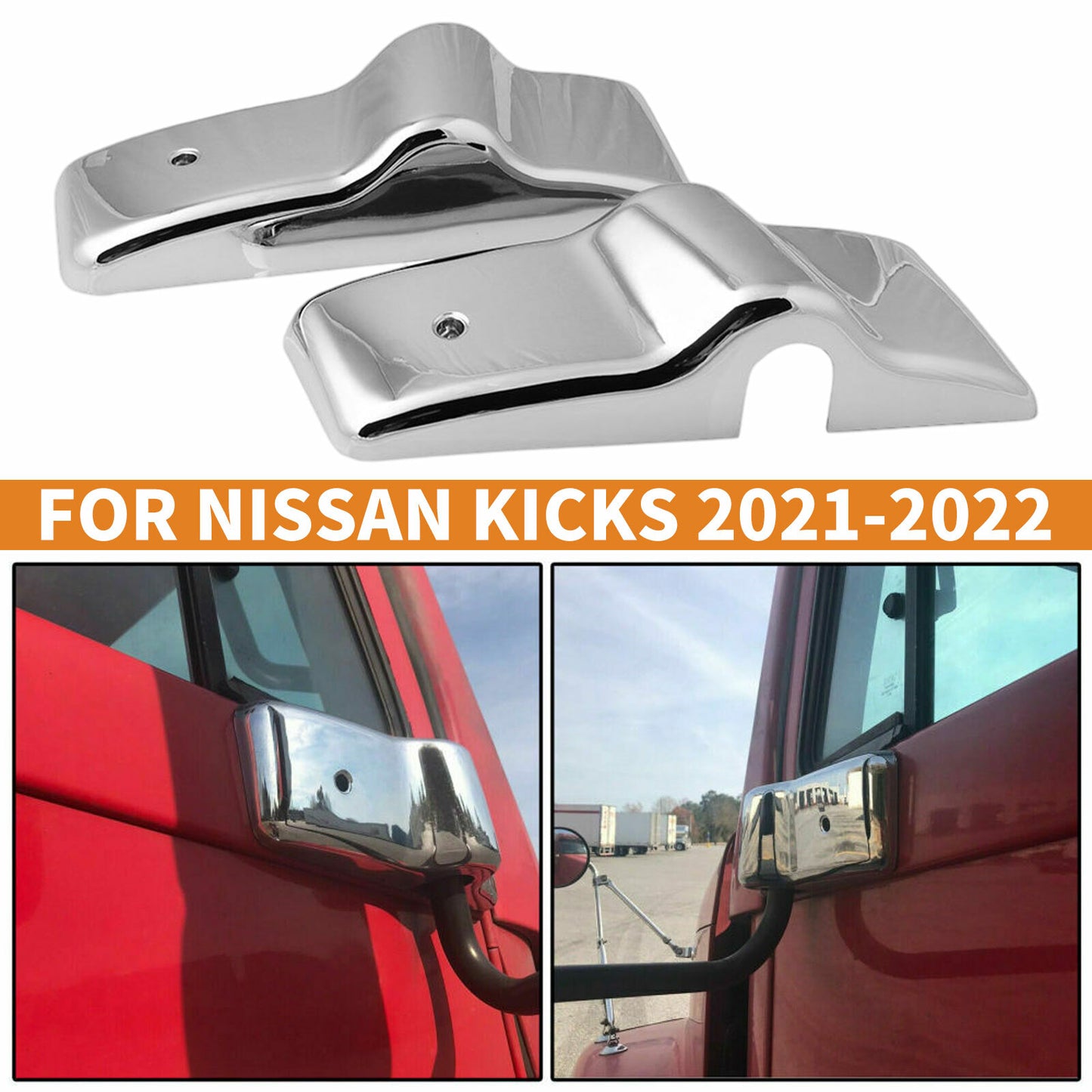 2-Piece L+R Side Chrome Door Mirror Cover Bracket for Freightliner Columbia Century