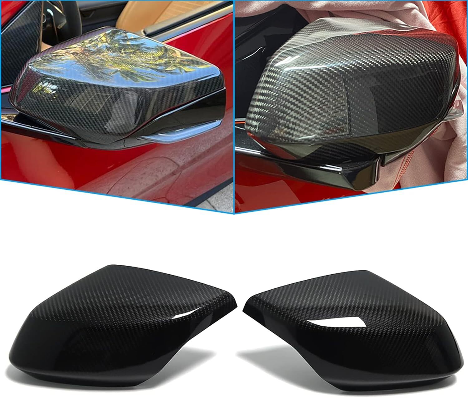 Real Carbon Side Mirror Cover Cap For C8 for Corvette Stingray Z06 Z51 2LT 3LT 20-24