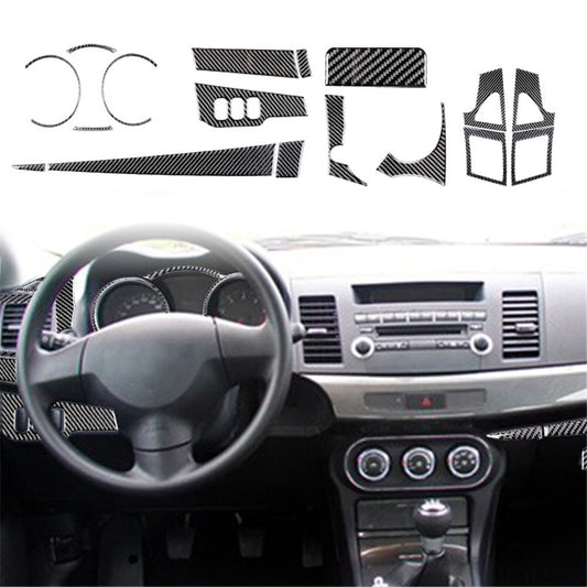 17Pcs Carbon Fiber Full Interior Kit Cover Trim for Mitsubishi Lancer 2008-2015