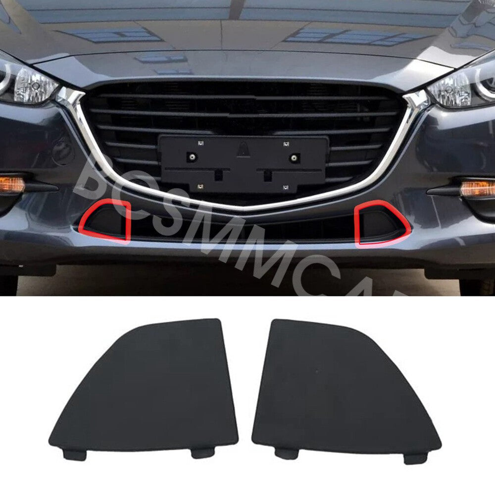 Front Lower Bumper Tow Hook Eye Cover Grille Caps Fit for Mazda 3 2017-2018