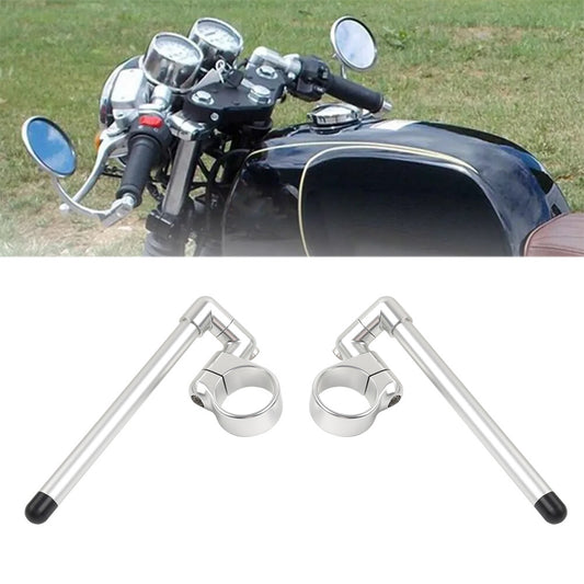 Silver Cafe Racer Bars 7/8 Universal Clip-On Handlebar Fork Tube 58MM